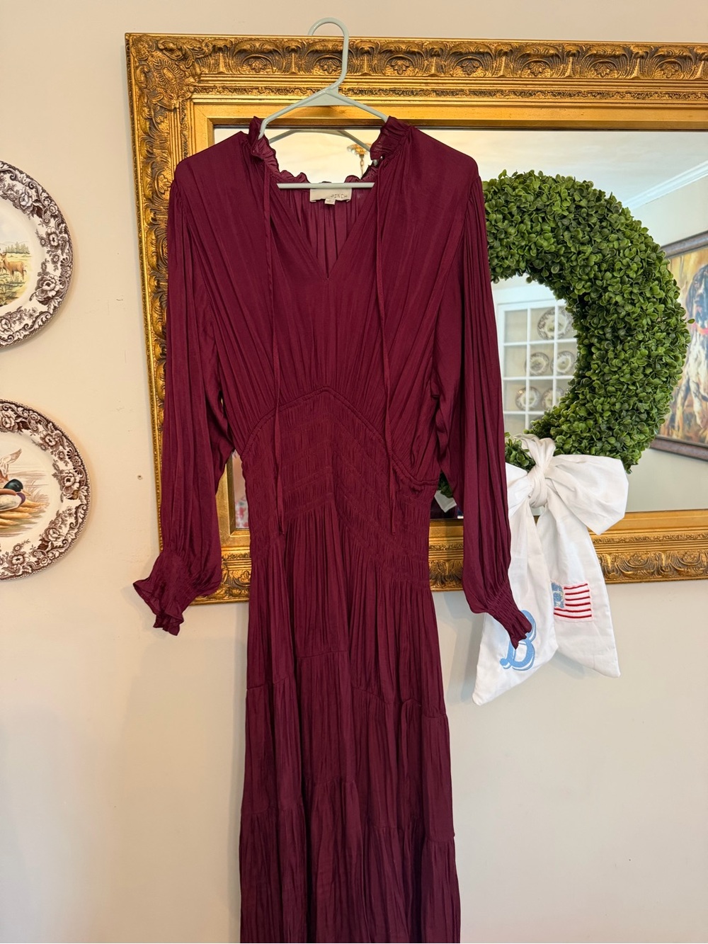 Pinch Burgundy Long Sleeve Maxi Dress